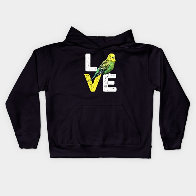 Yellow Budgie Love funny Kids Hoodie by BirdNerd